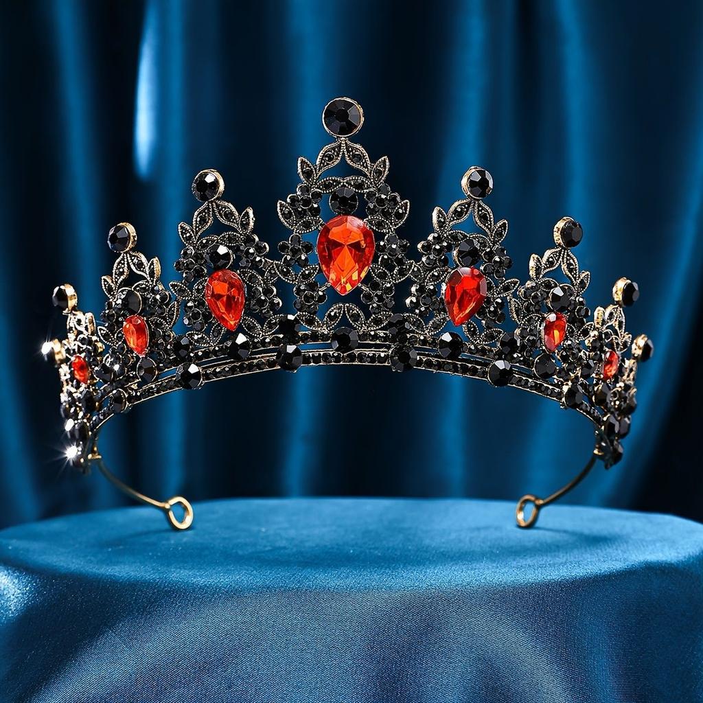 The Bride's Baroque Crown Alloy Water Brick High End Luxurious Silver Crown Wedding Dress Headwear Birthday Crown