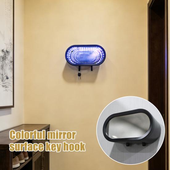 Väggmonterad nyckelhållare för bilnycklar med LED-ljus, 2 krokar, nyckelorganisatör för entré eller garage