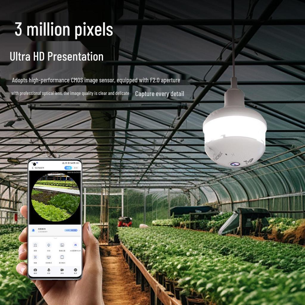 V380 E27 Wireless WiFi Panoramic Fisheye Bulb Camera