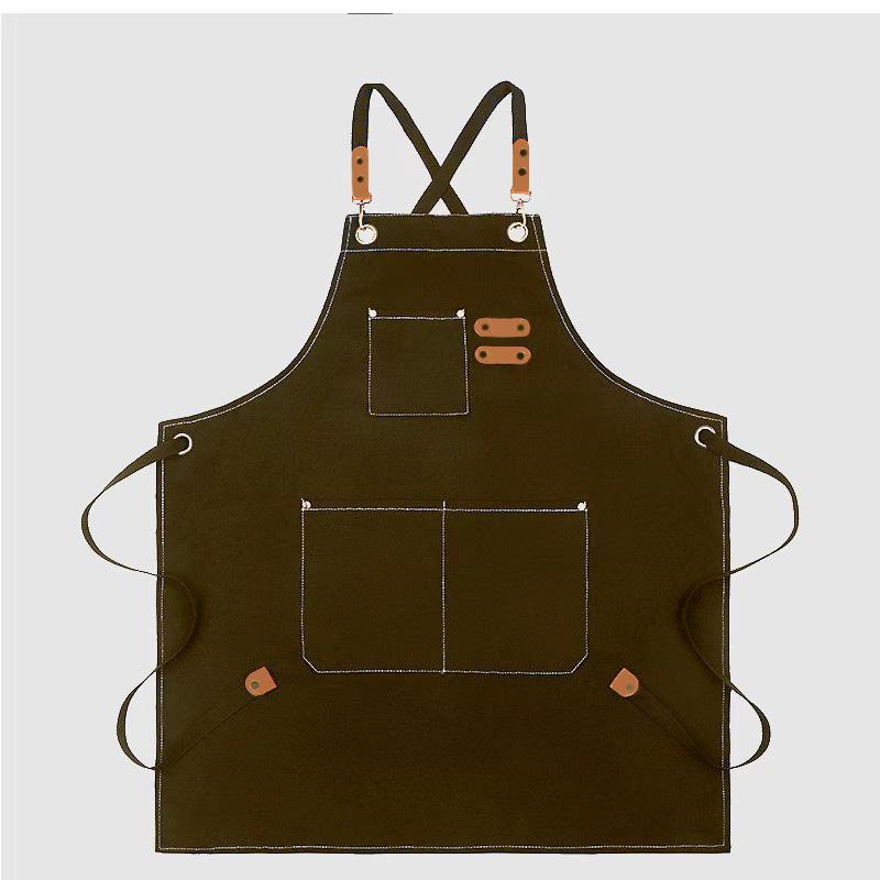 Waterproof Thickened Cotton Denim Apron - Oil and Stain Resistant, Solid Color Design for Household Kitchen Use