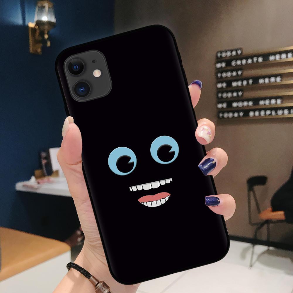 FLYRUI 3D Funny Face Black TPU Soft Phone Case Cover For iPhone SE2 11 Pro XS MAX XS XR 8 7 6 Plus Case 12 Mini 12ProMax