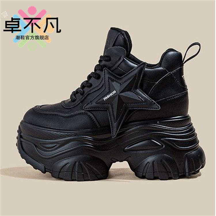 

Высококачественные ретро новые весенние туфли на толстой подошве, маленькие, повседневные, модные, с внутренней платформой, увеличивающие рост, женские 37 чёрный