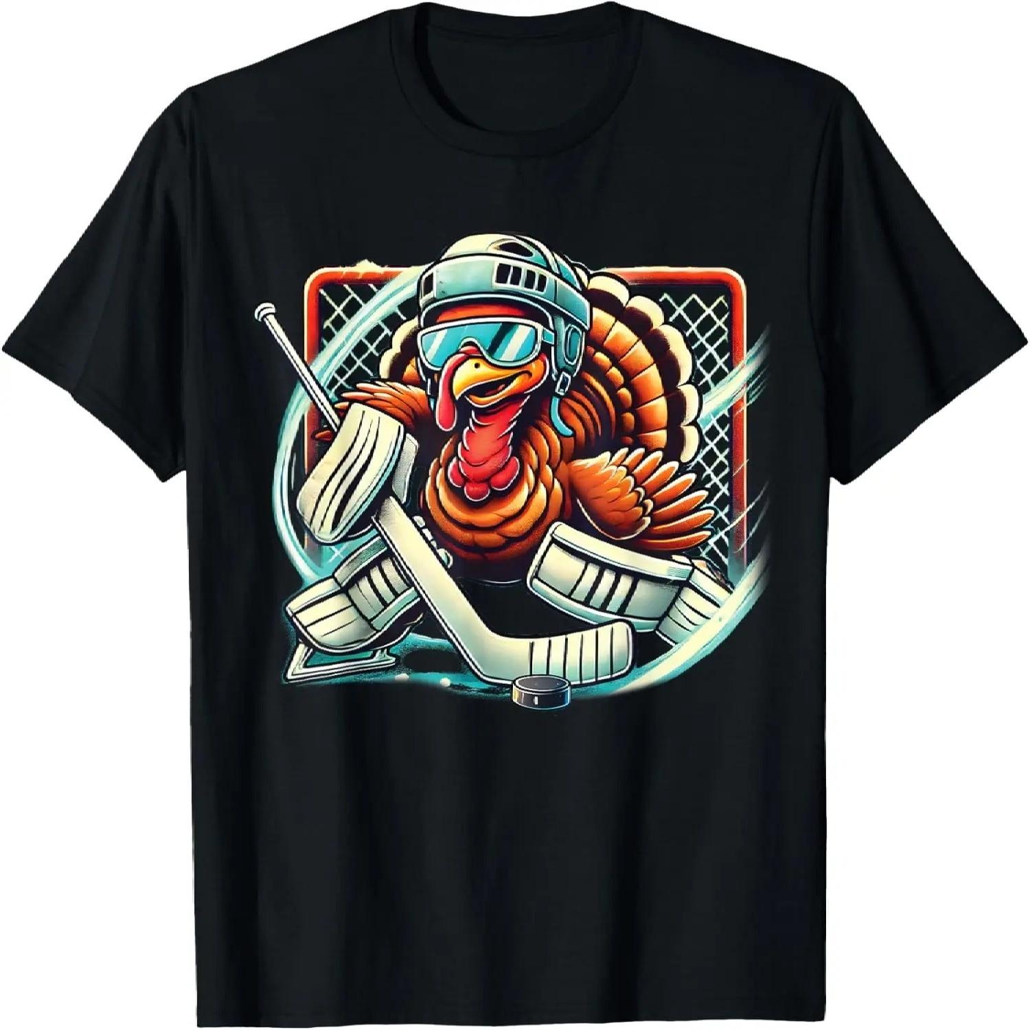 Турция Играет в Хоккей Вратарь Благодарение Мальчики Футболка с Индейкой S чёрный