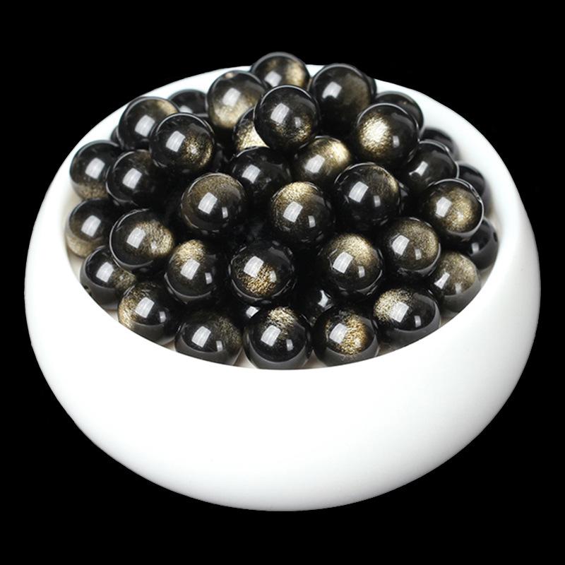 Natural Double Gold Eye Obsidian Beads Pixiu Bracelet with Silver Sheen Crystal Accessories