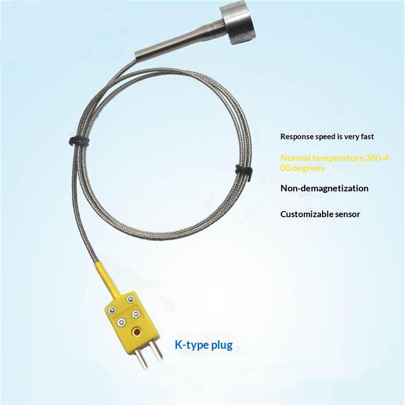 Industrial K Type Thermocouple Probe 1250 Degree Threaded Stainless Steel High Temp Sensor for Factory Furnaces