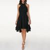 Women Elegant Solid Color Soft Halter Sleeveless Asymmetric Hem One Piece Dress
