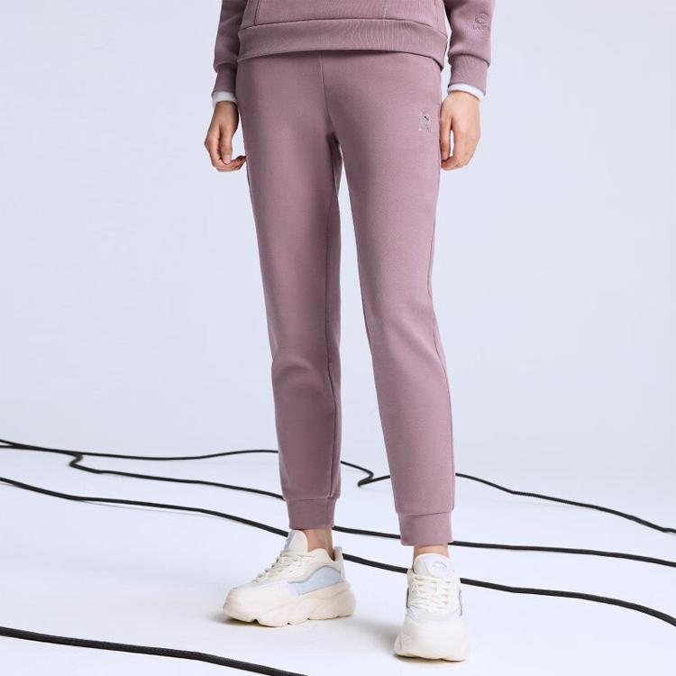 Anta Training Series Solid Color Mid Waist Cuffed Sports Pants Women pants Purple 162217304-1