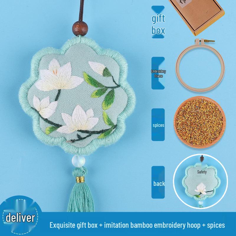 Peace Amulet Embroidery Kit: Beginner's DIY Cross Stitch Sachet Pouch