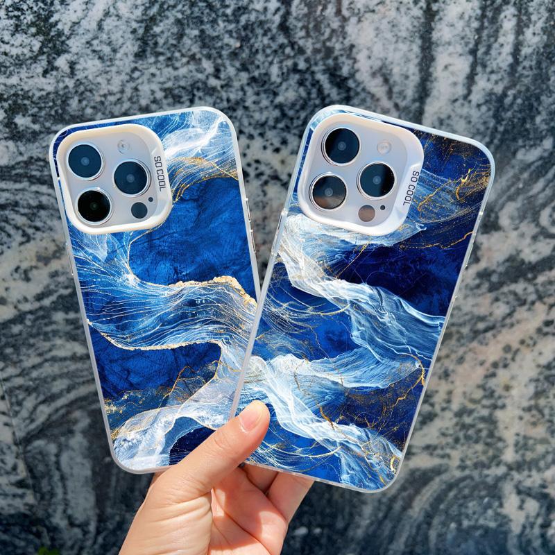 Ocean Waves Sea Water Creative Phone Case For iPhone Case 16 15 14 Pro Max Plus 13 Mini 12 11 Pro Max Shockproof Laser Covers