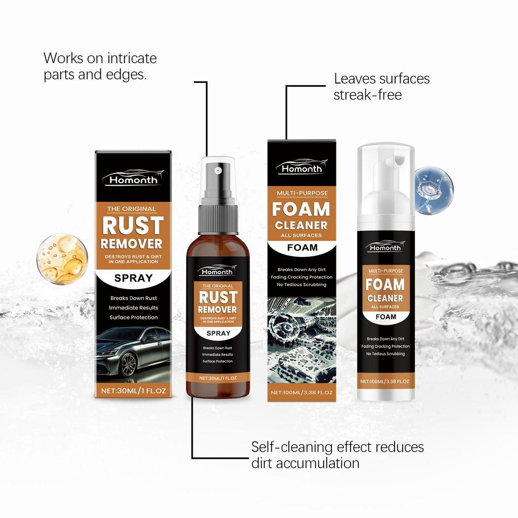 Homonth Rust Remover Spray 30ml - Multi-functional Car Cleaner, Rust Remover, Refurbisher, Polisher, Stain Remover. General - Men's Gifts