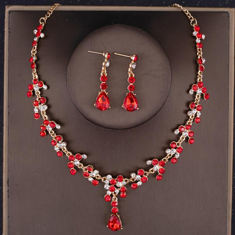 Elegant Bridal Jewelry Set: Clavicle Necklace & Earrings for Wedding or Party