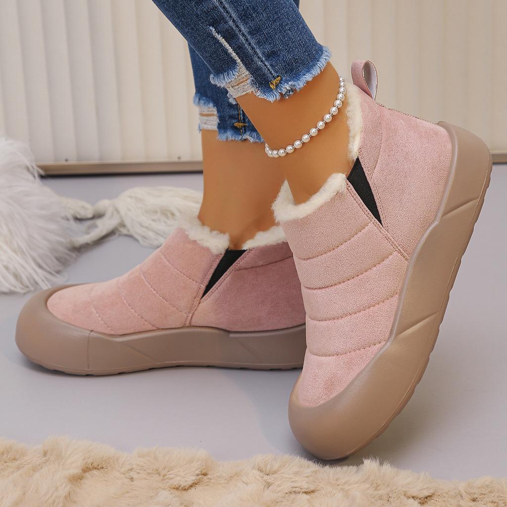 Women Ankle Boots Plush Rubber Thick Sole Winter Boots Outdoor Non-Slip Comfort Warm Walking Cotton Shoes Fashion Snow Boots