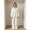Womens Oversized Knit Sweater Wide Leg Pants Set Casual Solid Color Lounge Outfit Winter