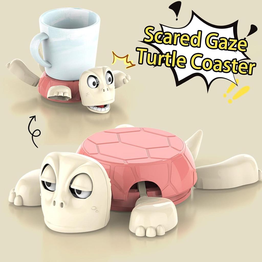 Turtle Coaster with Funny Expression When You Put a Glass On His Back - Fully Colored - Gag Gift for a Turtle or Tortoise Lover