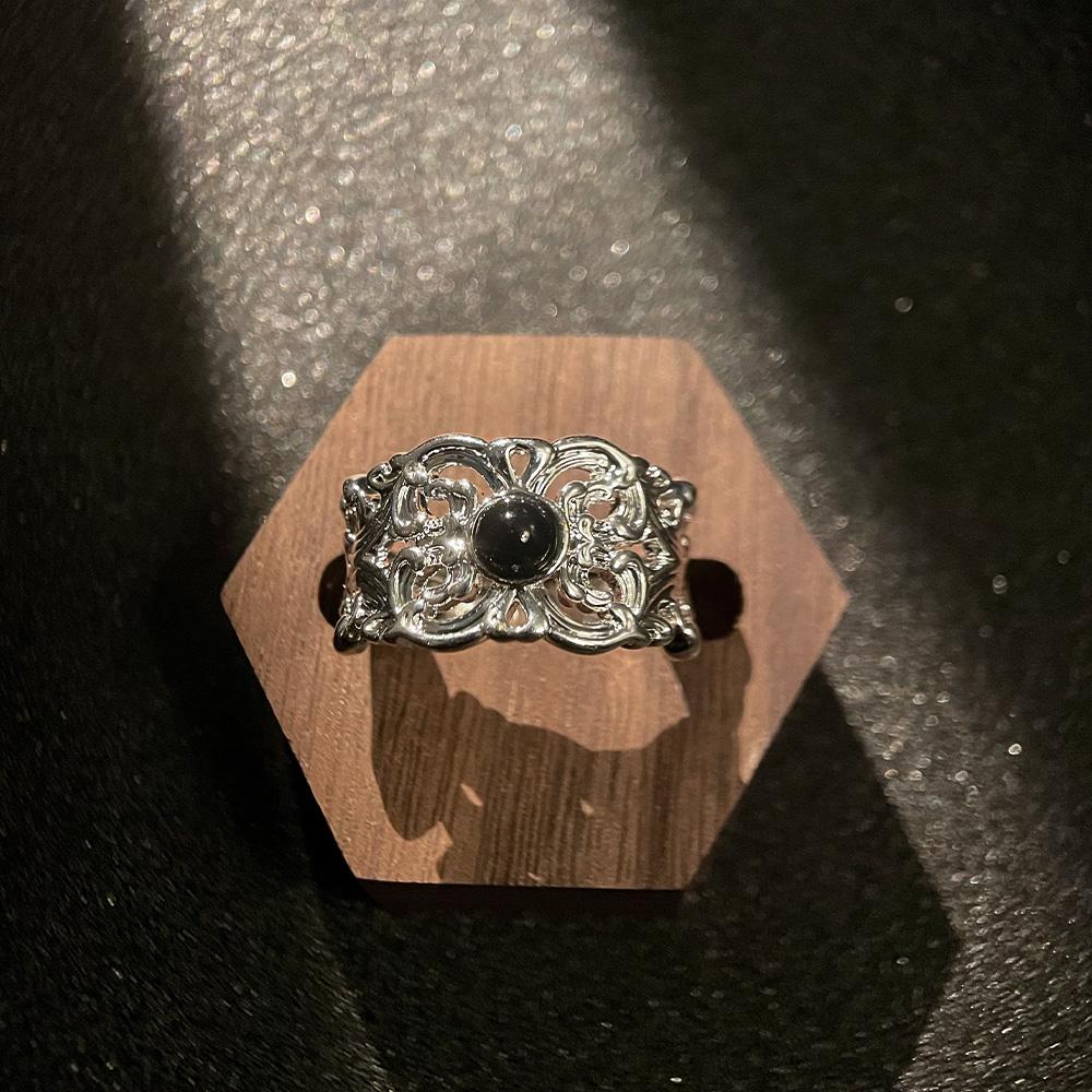 Retro Mongolian Tribal Flower Pattern Open Ring for Men & Women Antique Gothic Adjustable Ring Alloy Silver Plated  Gift