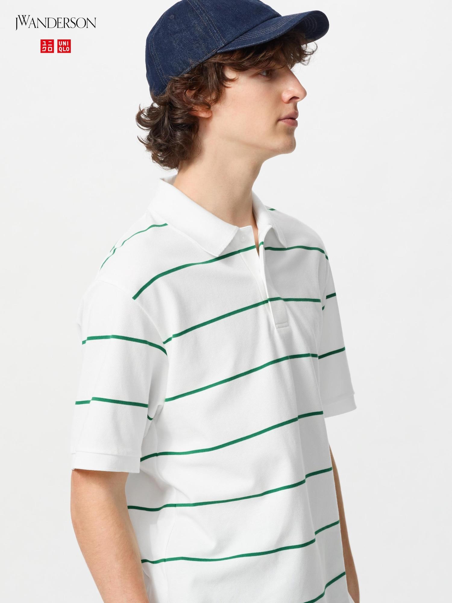 

Uniqlo Japan Dry Kanoko Border Polo Shirt 00 WHITE/XS
