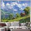 1 Piece Background Cloth with Swiss Mountains Surrounding Lake Lucerne, Suitable for Living Room, Bedroom, Office