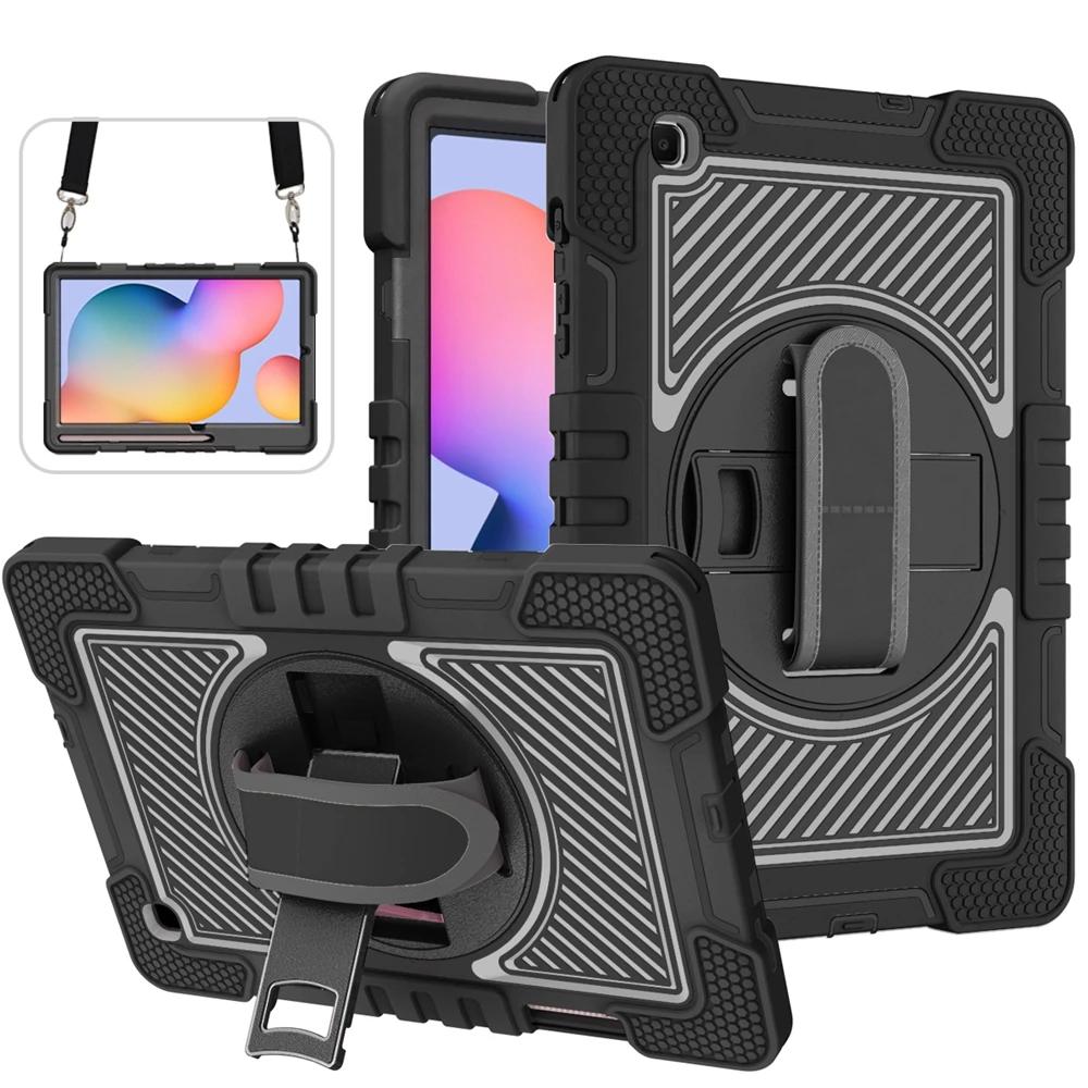 Pour Samsung Galaxy Tab S6 Lite 10.4 P620 P625 SM-P610 SM-P615 P613 P619 Coque Enfants Sangle Main Épaule Support Housse Tablette S6 Lite SM-P620 P625 noir