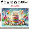 2D Rainbow Birthday Backdrop with Cake & Balloons for Photoshoot