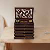 6-Tier Jewelry Organizer Box -- Vintage Retro Rectangle Design - Wooden Finish Jewelry Storage Case - Jewelry Display Organizer