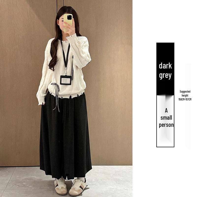 Khaki Sticky Rice Bud A-line Skirt: Women's High Waist Slimming Mid-length for Autumn 2025