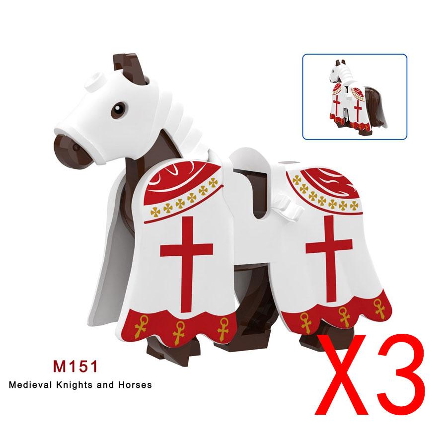 Military Building Blocks Medieval Solider Knights Equipments Mount War-Horse Wolf Flag Vests Shields Fiery Dragon Mini Blocks