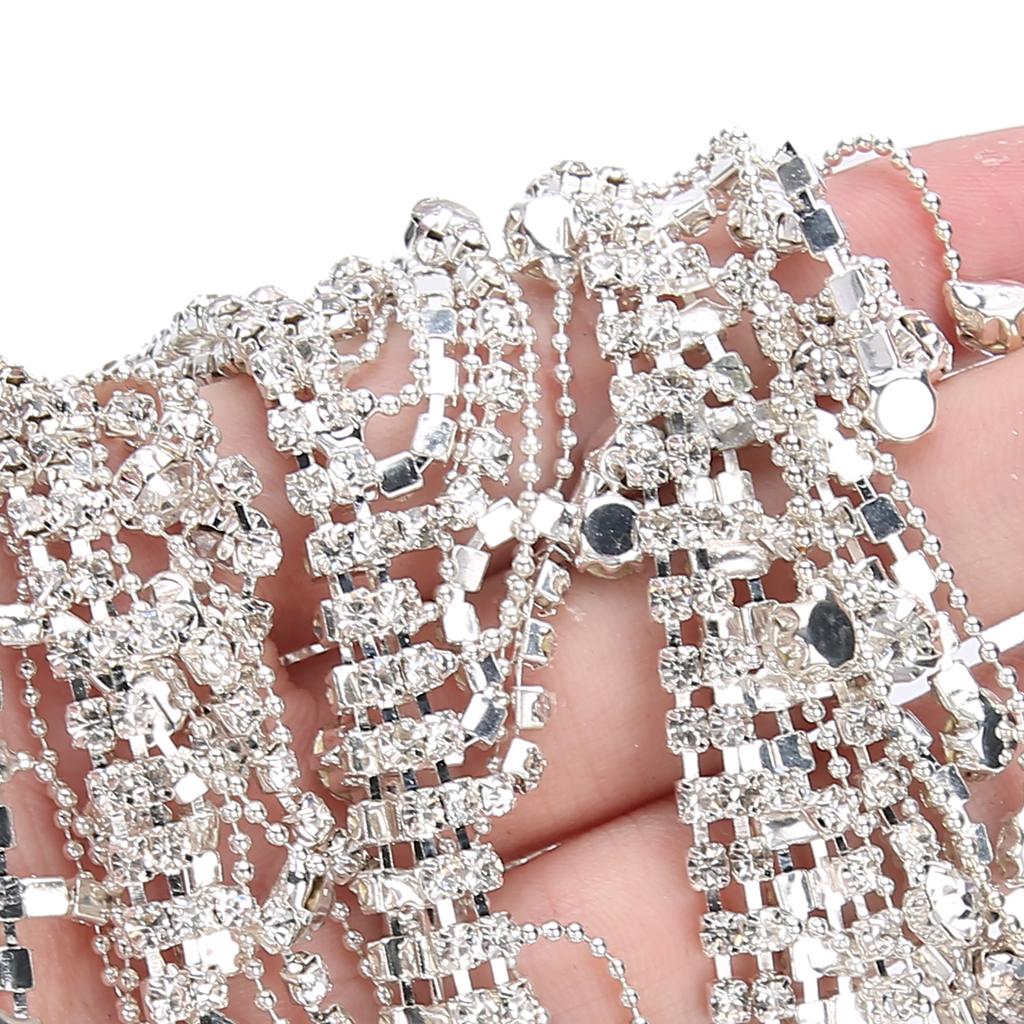 Rhinestone Tassel Chain Fringe Bridal Applique Trim   Clothing Bag Decoration