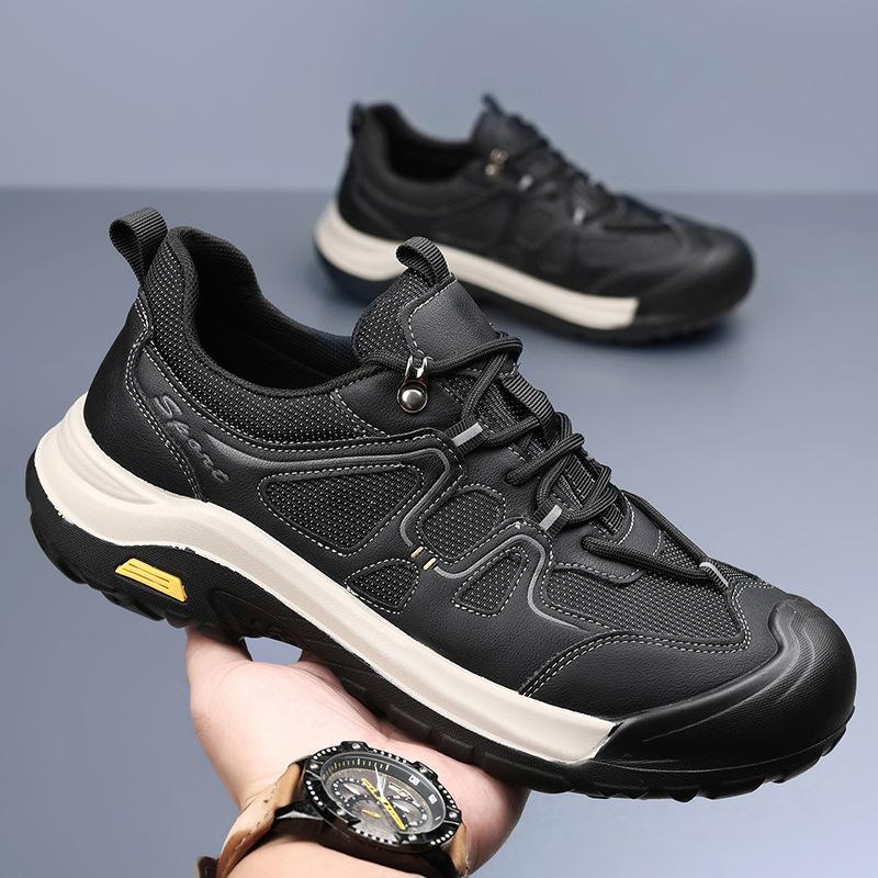 2025 Live-Übertragung beliebte Herrenschuhe Herbst und Winter Wanderschuhe atmungsaktiv rutschfest Outdoor-Sportschuhe erste Schicht Leder Freizeitschuhe Herren