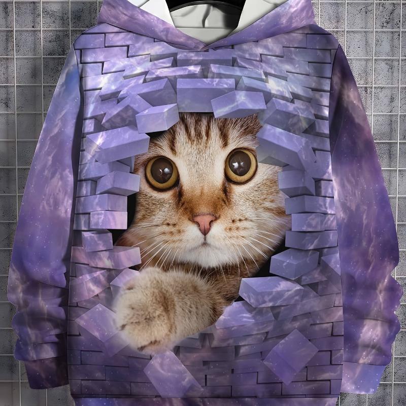 Hanorace Imprimare 3D Animale drăguțe Pisică Hanorac grafic Băieți Fete Hanorac neutru cu glugă pentru copii Moda Hanorac supradimensionat