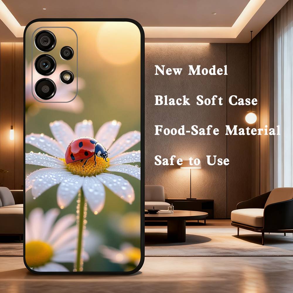 

Eautiful Insects Ladybugs Phone Case For Samsung Galaxy A73,31,32,72,41,J7,8,9,53,52,71,22,Note Soft Black Silicone Cover SamsungA40