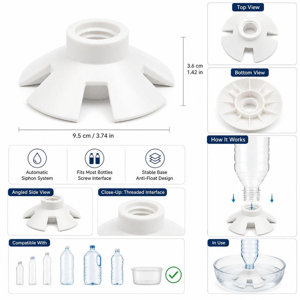 Universal Bottle Adapter 3D Printed Pet Water Bottle Adapter Automatic Water Dispenser  Home Use