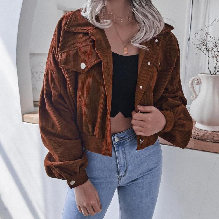 Y2K Vintage Jacket Women Autumn Winter Coat Fashion Casual Elegant Loose Short Balloon Sleeves High Street Amercian Jackets