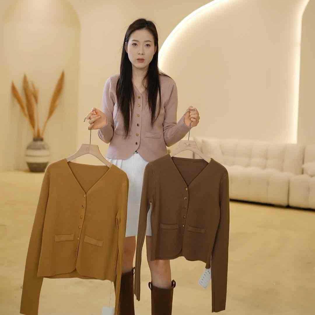 Versatile Long Sleeve Knit Cardigan - Mall Fashion One Size розовый