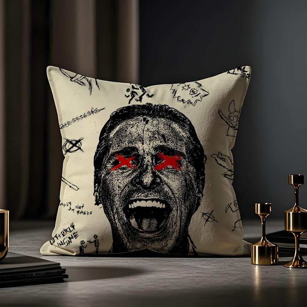 American Psycho Cushion Cover Anti-dustmite Pillowcase Invisible Zipper Silky Short Plush Sofa Cushion Cover