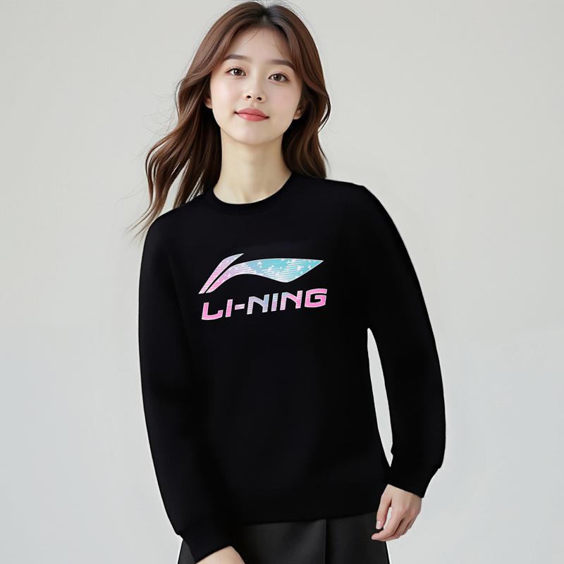 Li Ning Pullover Simple Comfortable Sports Versatile Trendy Sweatshirt Women Sweatshirt AWDVJ50-1