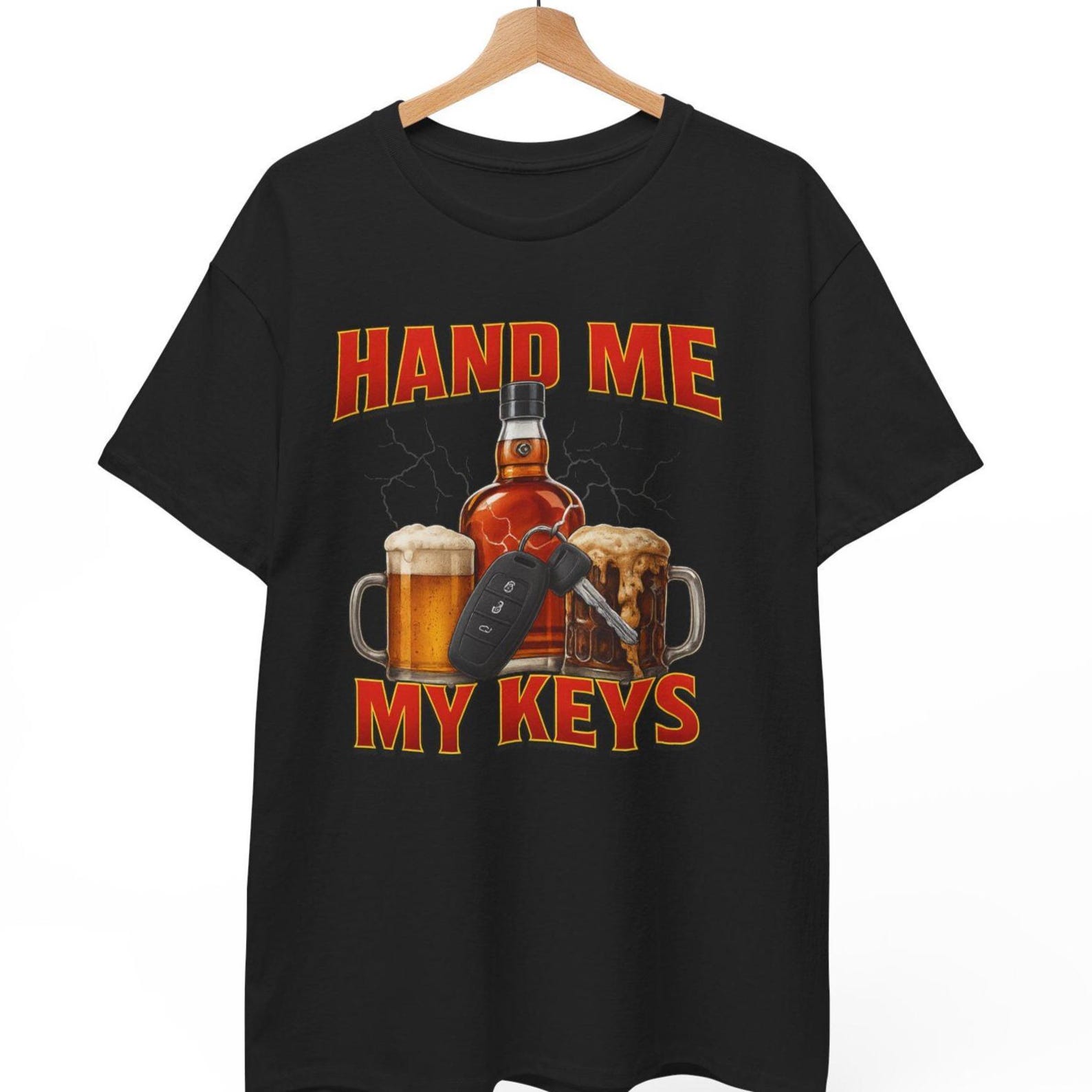 Hand Me My Keys Meme T-Shirt: Unisex Cursed Humor Graphic Tee M
