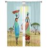 Afrikanische Frauen Ethnische Giraffe Elefant Tüll Vorhänge Für Wohnzimmer Chiffon Voile Sheer Fenster Vorhang Für Schlafzimmer