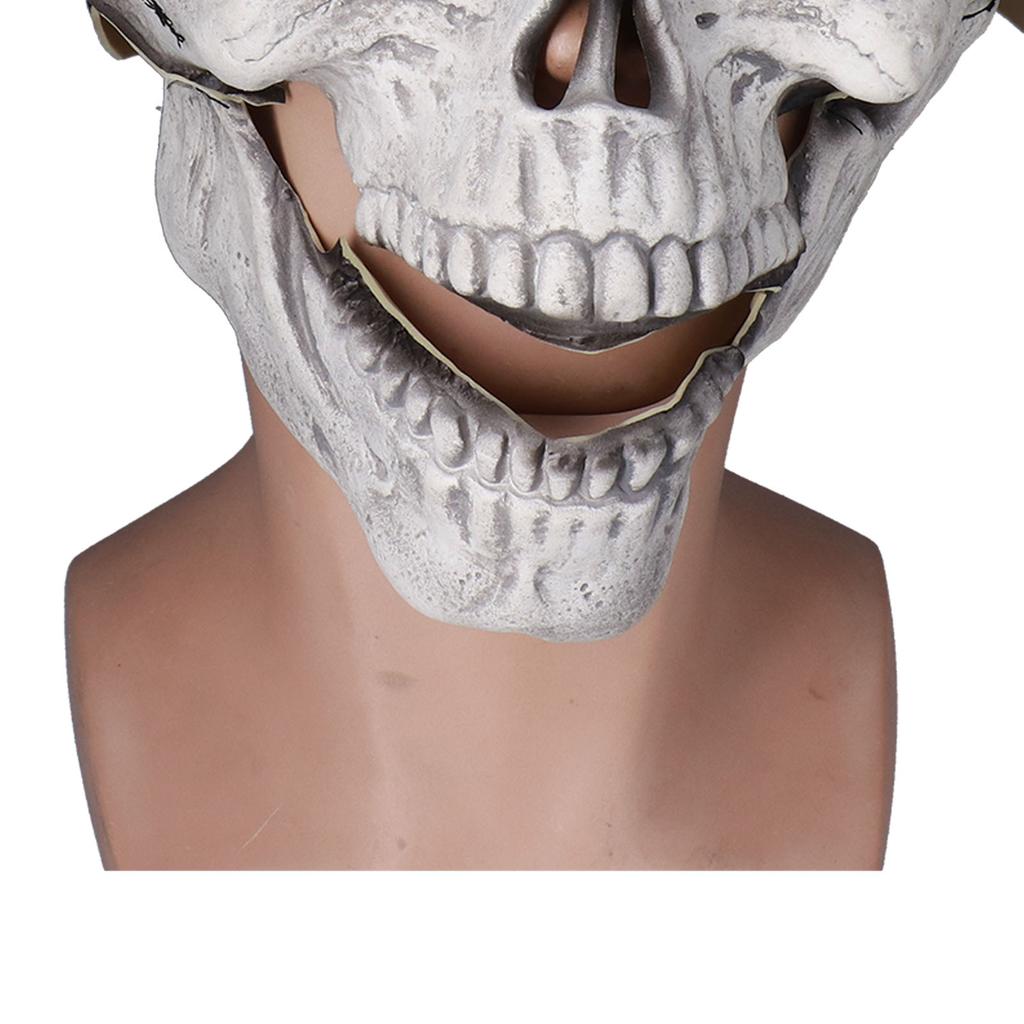 Scary Skull Mask with Movable Jaw Flexible Latex Halloween Costume Party Props Cosplay Accessory