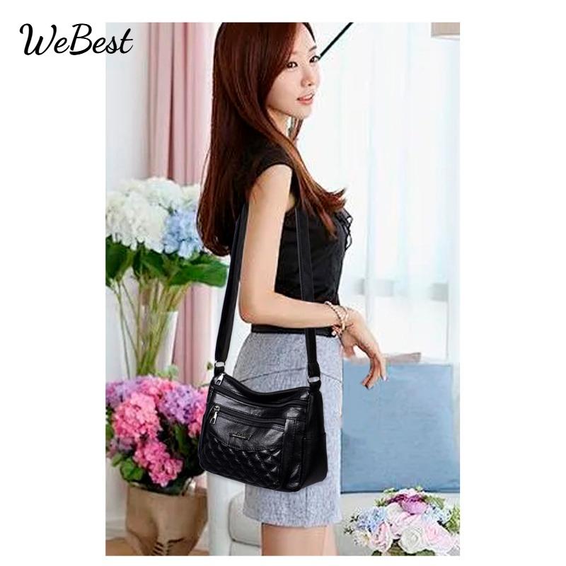 

Female Diamond Grid Multi-layer Single Shoulder Crossbody Bag чёрный