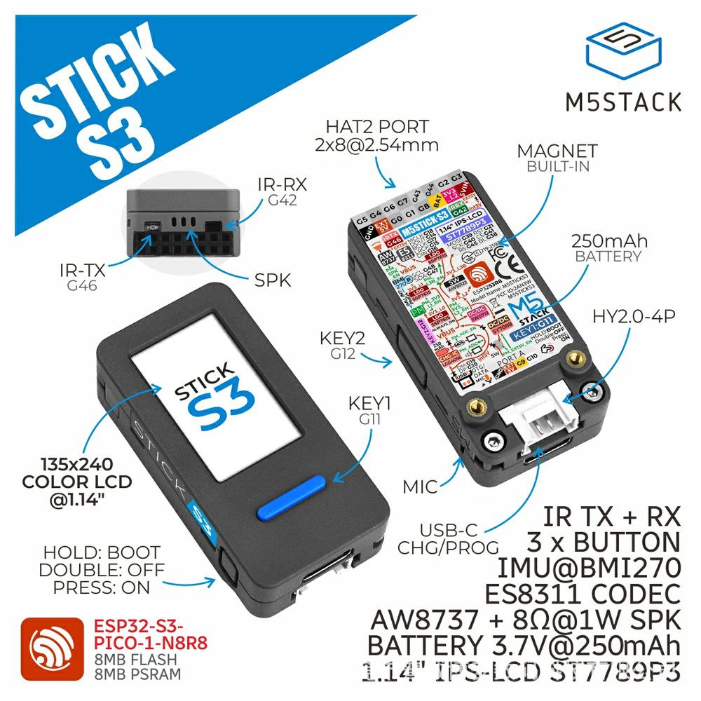 M5StickC-Plus2 IoT Smartwatch Development Kit