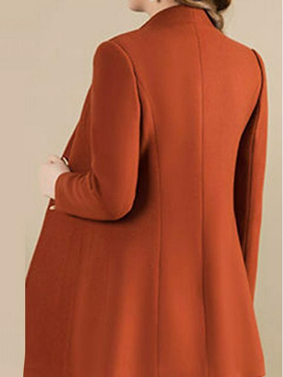 Damen Wollmantel in mittlerer Länge, schmal geschnitten - Koreanischer Stil, einfarbig