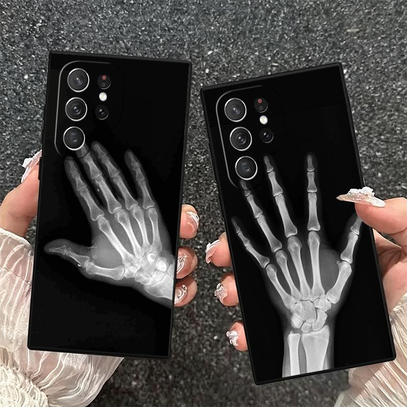 Funny X-Ray Hand Bones Soft Phone Case for Samsung Galaxy S26 S25 Edge S24 Ultra S23 Plus S22 S21 FE S20 Black Cover Back Shell
