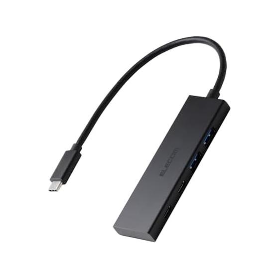 ELECOM USB Hub USB-C 5Gpbs USB-A x 2 Type-C- x 2 USB PD 100W Compatible Bus Powered 4 Ports Black U3HC-H041PBK