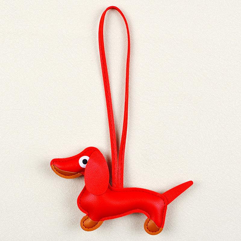 Dopamine Dachshund Pendant Bag Versatile Pendant Niche PU Cute Fashion Puppy Car Keychain Accessories