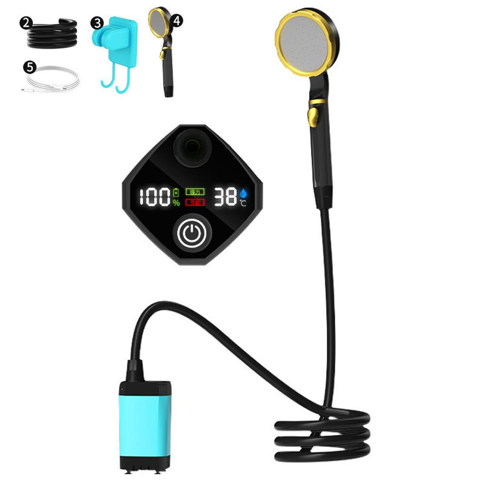 Pompa prysznicowa do użytku na zewnątrz, kempingowa, 6000 mAh/7800 mAh/9000 mAh, przenośna, akumulatorowa, elektryczna pompa prysznicowa z inteligentnym wyświetlaczem cyfrowym