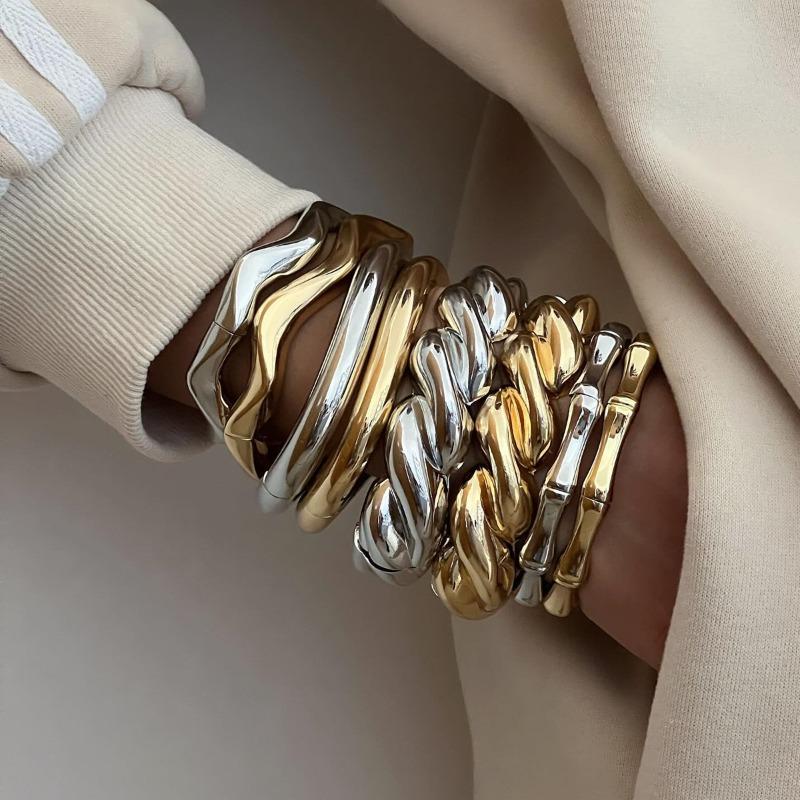 Irregular Alloy Bracelet New Jewelry Women's Simple Personality Circle Electroplating Open Bracelet