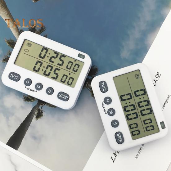 Temporizador digital duplo conveniente, alimentado por bateria, função de memória, ferramenta de gerenciamento de tempo para cozinha doméstica, resistente