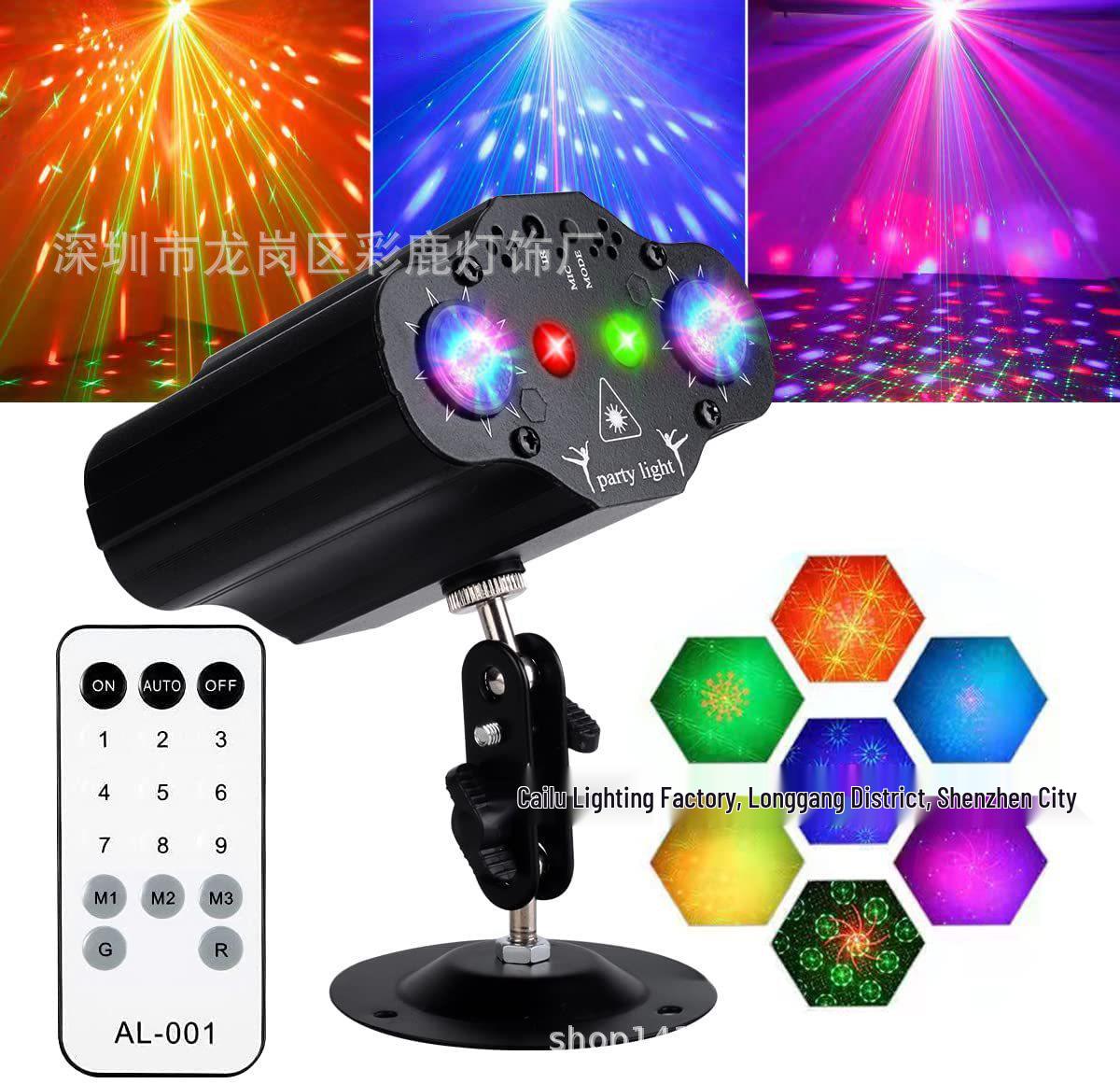 

Hot-Selling LED Mini Laser Stage Light: 72 Patterns, Sound-Activated, Remote-Controlled Disco Party Light US Plug