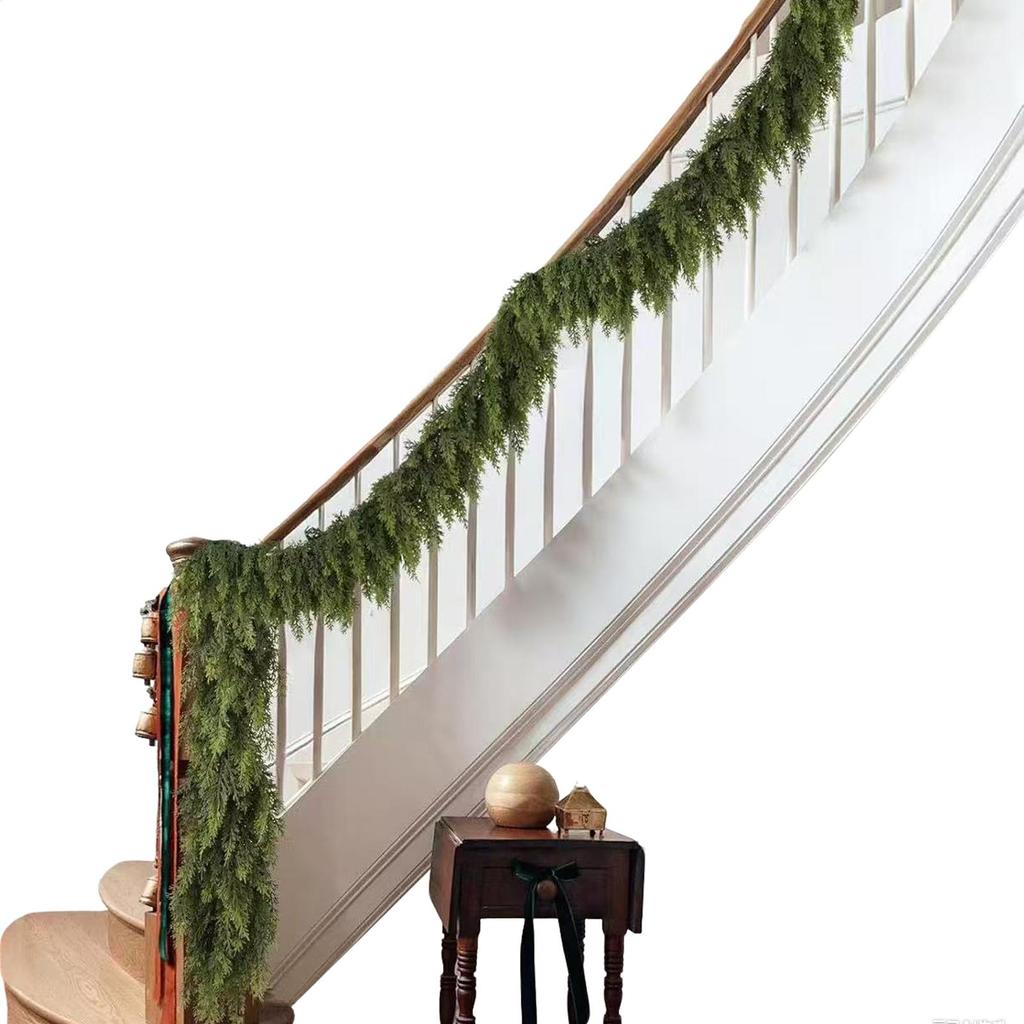 Christmas Garlands Artificial Holiday Green Decoration Mantel Garland for Fireplace Tree Mantel Outdoor Porch Indoor Stair Table