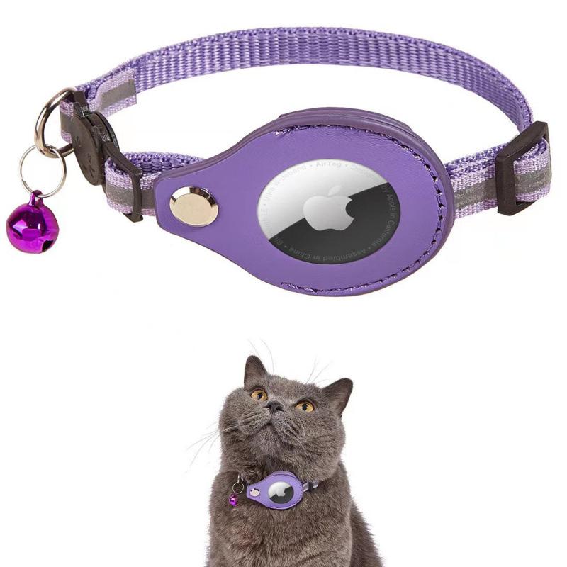 Reflective Cat Collar with Airtag Holder and Bell - Anti-Lost Tracker for Cats